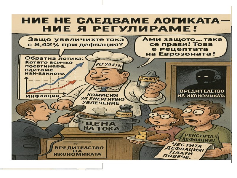 Защо в България цената на тока се вдига с 5% задължително при дефлация?